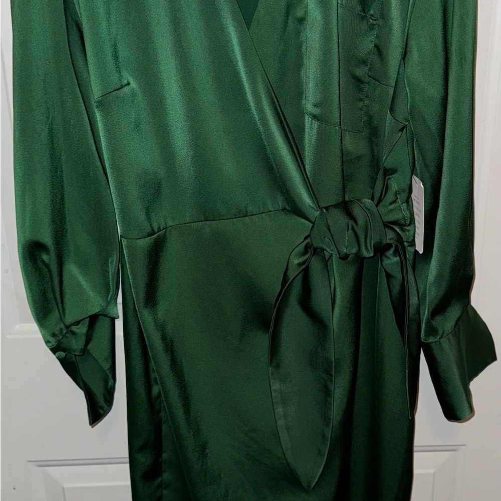 Eloquii Emerald Green Wrap Waist Dress, Size 18